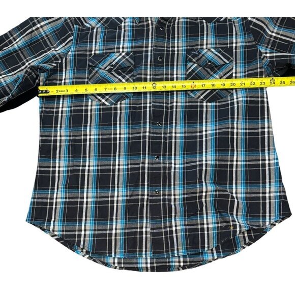 Wrangler Vintage‎ Blue Black Plaid Pearl Snap Western Cowboy Shirt Men XL |Q1 - Picture 5 of 5